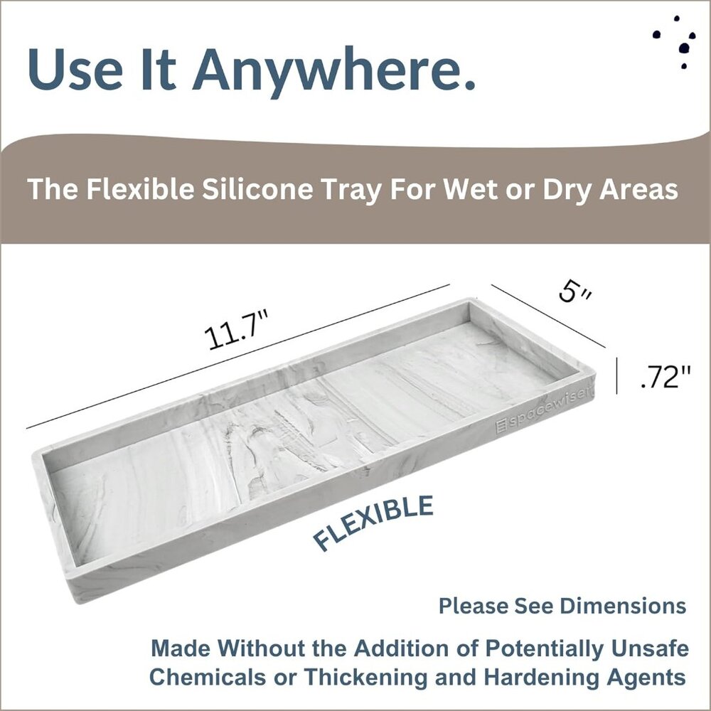 Countertop and Vanity Tray - Silicone Bathroom Tray Countertop, Dish Soap Trays